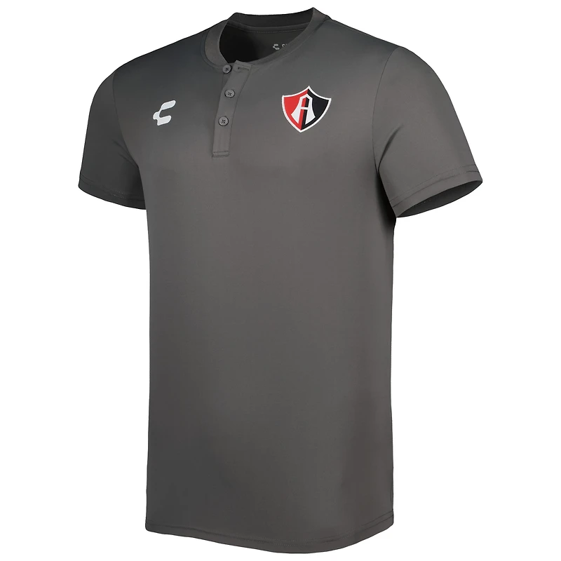 Men's Charly Gray/White Club Atlas Henley Microfiber DRY FACTOR Polo