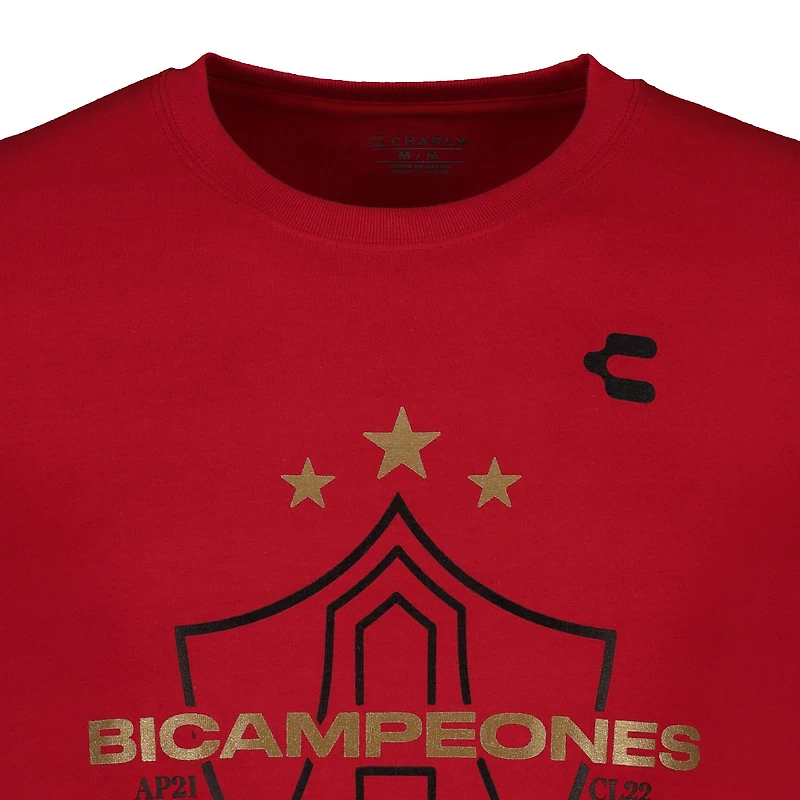 Men's Charly Red Club Atlas 2-Time Liga MX Champions T-Shirt