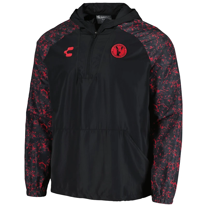 Men's Charly  Black Club Tijuana Half-Zip Windbreaker Hoodie Jacket