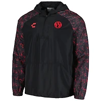 Men's Charly  Black Club Tijuana Half-Zip Windbreaker Hoodie Jacket