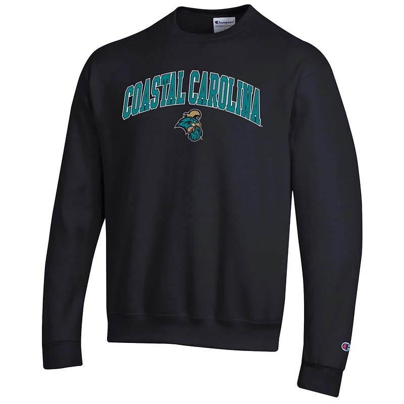 Sweat-shirt à capuche avec logo Arch Over Champion Black Coastal Carolina Chanticleers pour homme