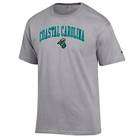 Men's Champion  Heather Gray Coastal Carolina Chanticleers Arch Over Logo T-Shirt