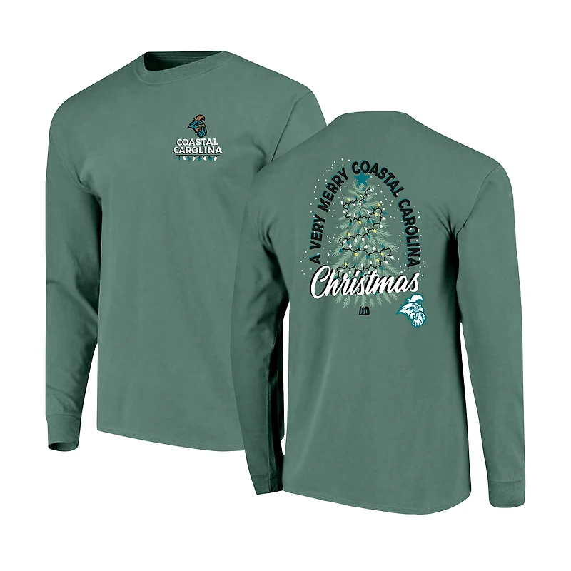 Men's Image One Light Green Coastal Carolina Chanticleers Holiday Long Sleeve T-Shirt