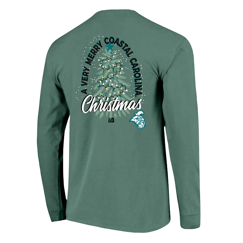 Men's Image One Light Green Coastal Carolina Chanticleers Holiday Long Sleeve T-Shirt
