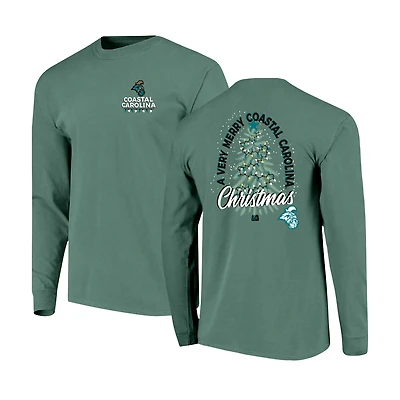 Men's Image One Light Green Coastal Carolina Chanticleers Holiday Long Sleeve T-Shirt