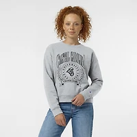 Sweat-shirt à col rond Champion pour femme, gris chiné, écusson académique Coastal Carolina Chanticleers, Powerblend