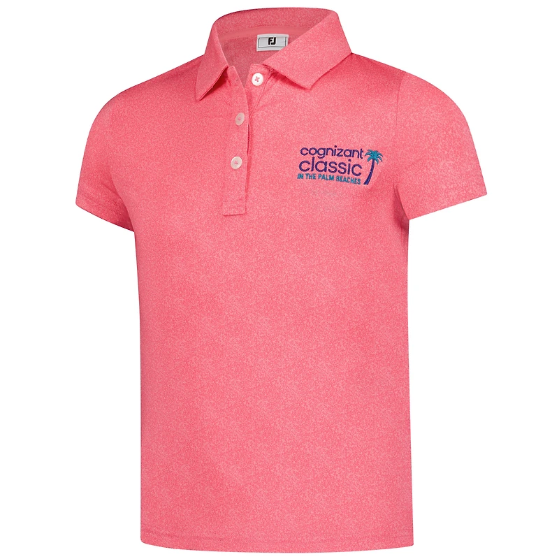 Girl's Youth FootJoy Pink Cognizant Classic ProDry Speckle Short Sleeve Polo