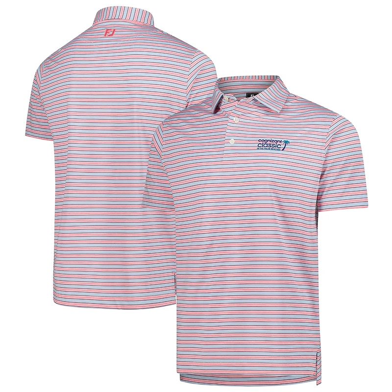 Polo FootJoy Lisle à rayures chinées roses classiques ProDry pour homme