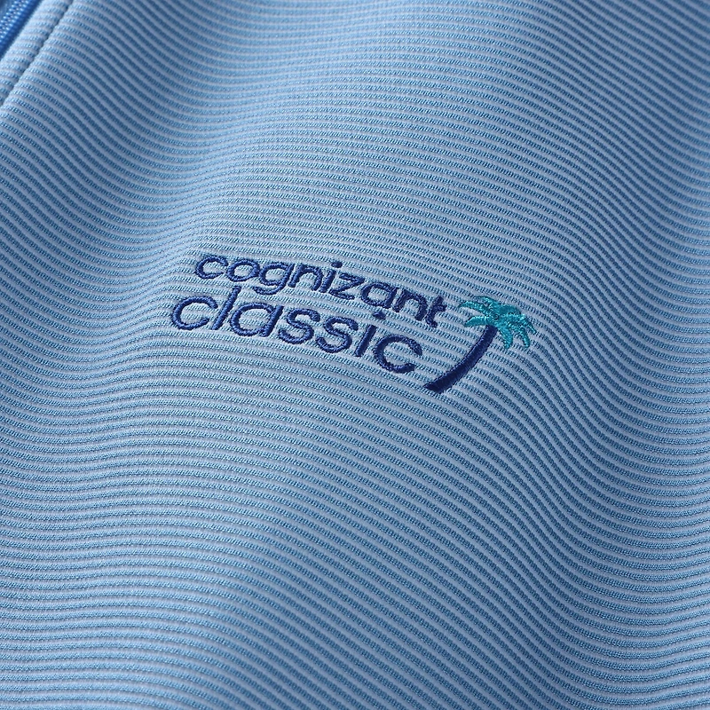 Pull FootJoy bleu Cognizant Classic Ottoman Stripe à col zippé pour homme