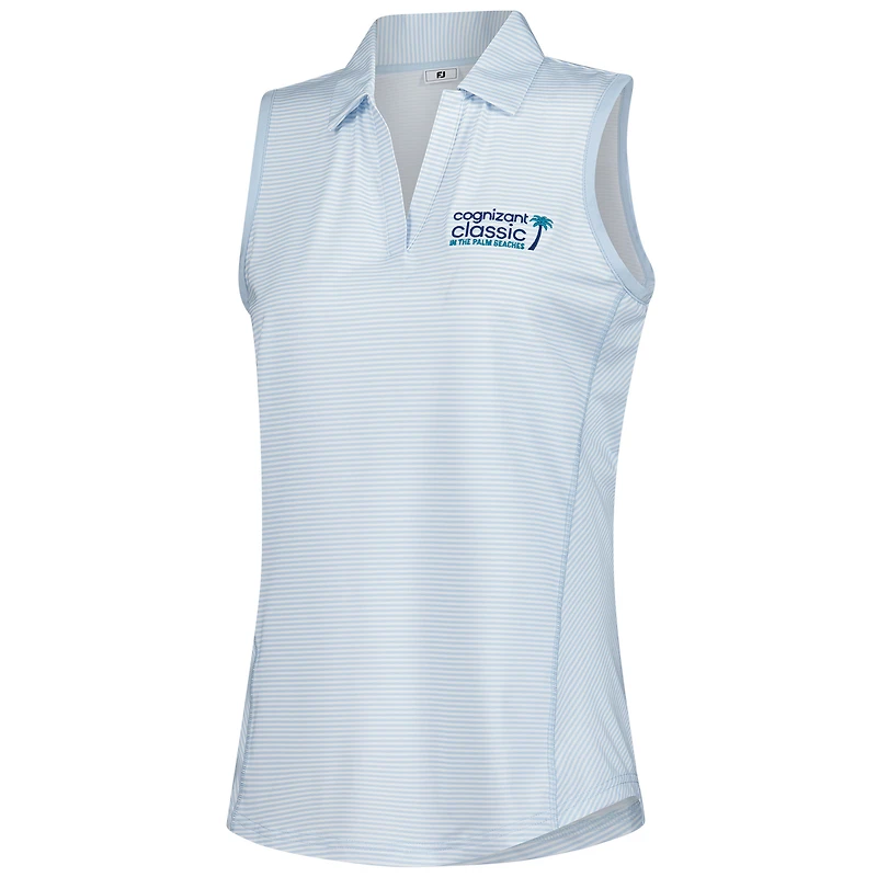 Women's FootJoy  Light Blue Cognizant Classic Stripe Sleeveless Polo