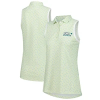 Polo sans manches Peter Millar vert Cognizant Classic Main Squeeze à bande sport en maille pour femme