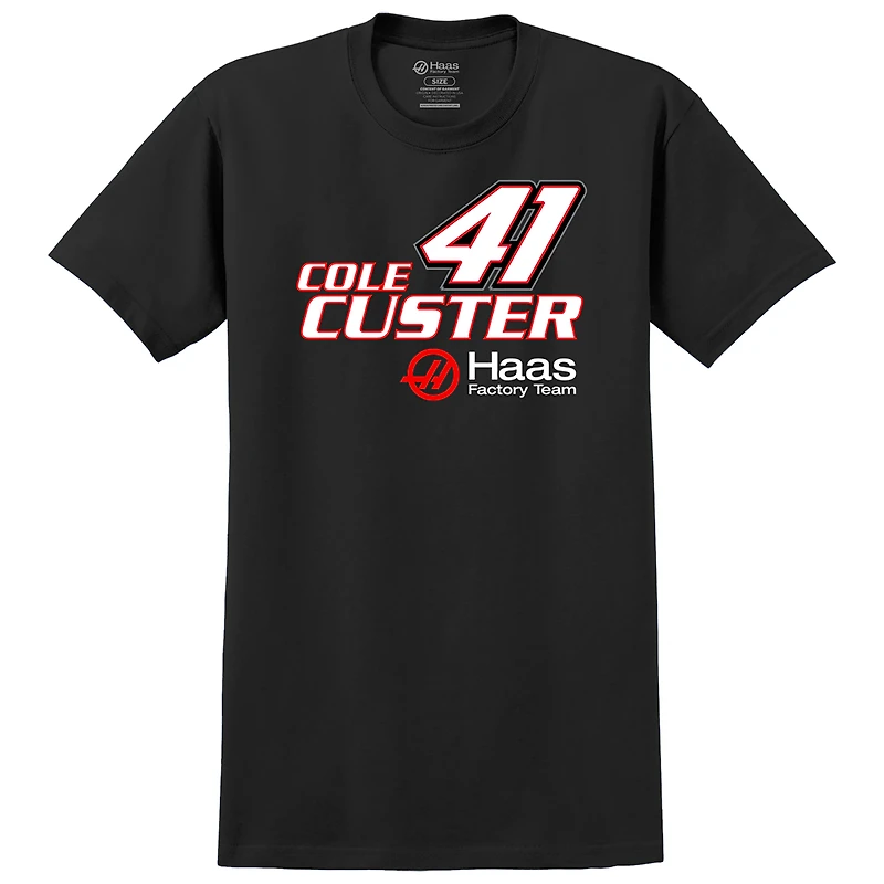 T-shirt noir pour homme Haas Factory Team Cole Custer #41