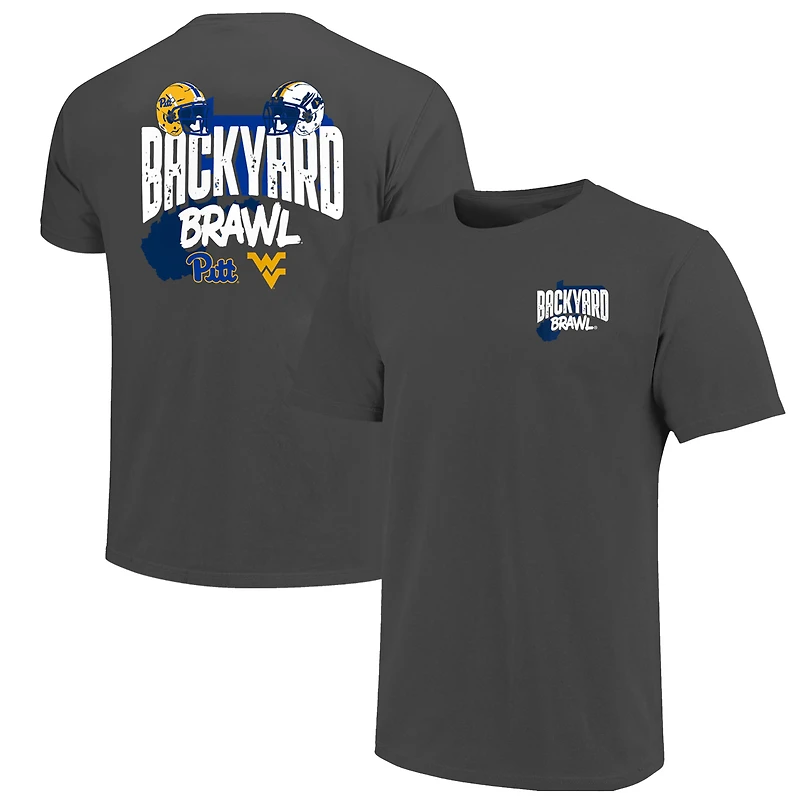 T-shirt confort pour homme, couleur charbon, Pitt Panthers vs. West Virginia Mountaineers, Backyard Brawl