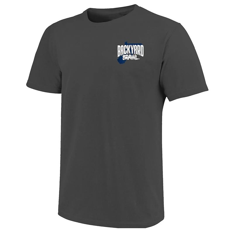 T-shirt confort pour homme, couleur charbon, Pitt Panthers vs. West Virginia Mountaineers, Backyard Brawl