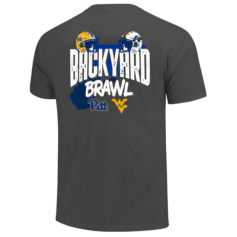 T-shirt confort pour homme, couleur charbon, Pitt Panthers vs. West Virginia Mountaineers, Backyard Brawl