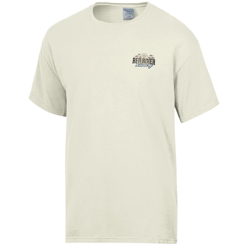 Men's ComfortWash Cream Texas Longhorns vs. Oklahoma Sooners Red River Rivalry Stadium Match Up T-Shirt