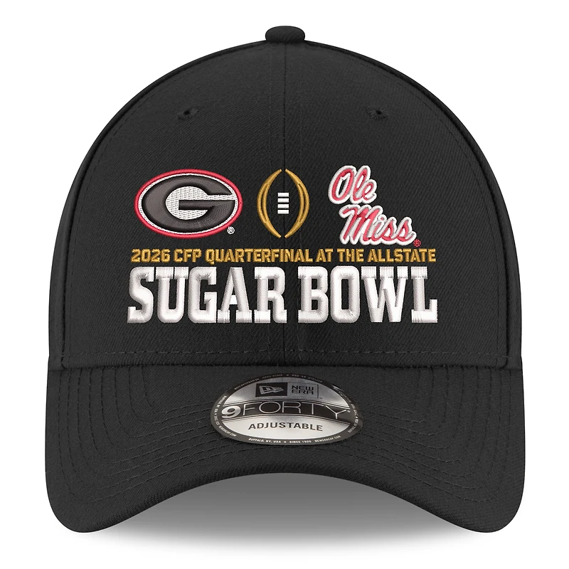 Unisex New Era Black Ole Miss Rebels vs. Georgia Bulldogs College Football Playoff 2026 Sugar Bowl 9FORTY Adjustable Hat