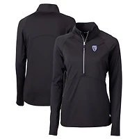Women's Cutter & Buck  Black Pac-12 Gear Adapt Eco Knit Stretch Recycled Half-Zip Pullover Top