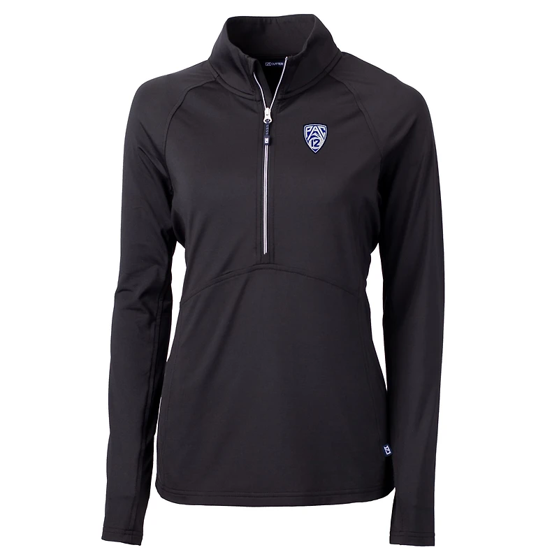 Women's Cutter & Buck Black Pac-12 Gear Adapt Eco Knit Stretch Recycled Half-Zip Pullover Top