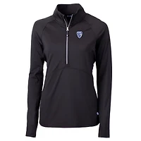 Women's Cutter & Buck  Black Pac-12 Gear Adapt Eco Knit Stretch Recycled Half-Zip Pullover Top