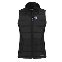 Gilet zippé entièrement recyclé en softshell hybride écologique Evoke pour femme, noir, Cutter & Buck Pac-12 Gear