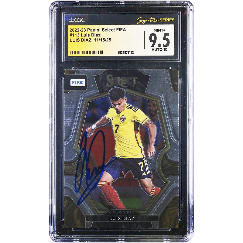Luis Diaz Colombia National Team Autographed 2022-23 Panini Select FIFA Mezzanine #113 CGC Authenticated 9.5/10 Card