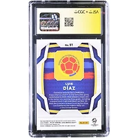 Carte autographiée de Luis Diaz, équipe nationale de Colombie, Panini Prizm Copa America 2024 n° 51, authentifiée par CGC Fanatics Witnessed (10/10).