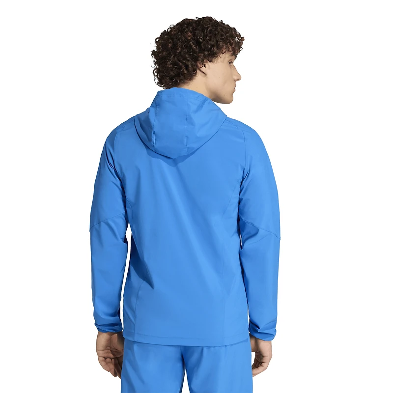 Men's adidas  Blue Colombia National Team FIFA x World Cup 2026 Tiro Travel Raglan Full-Zip Windbreaker Hoodie