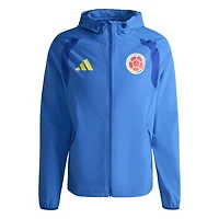 Men's adidas  Blue Colombia National Team FIFA x World Cup 2026 Tiro Travel Raglan Full-Zip Windbreaker Hoodie