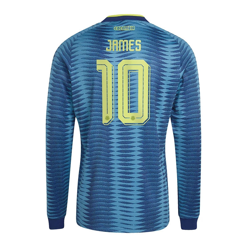 Maillot réplique extérieur à manches longues adidas James Rodríguez turquoise de l'équipe nationale Colombie 2026 pour homme