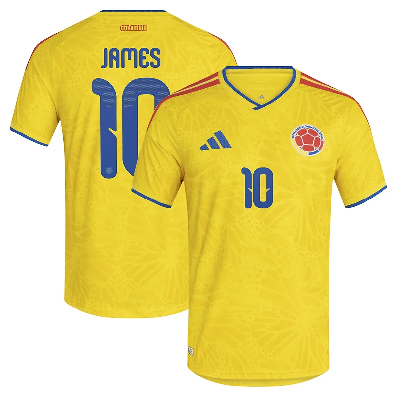 Maillot domicile authentique adidas James Rodriguez jaune de l'équipe nationale Colombie 2026