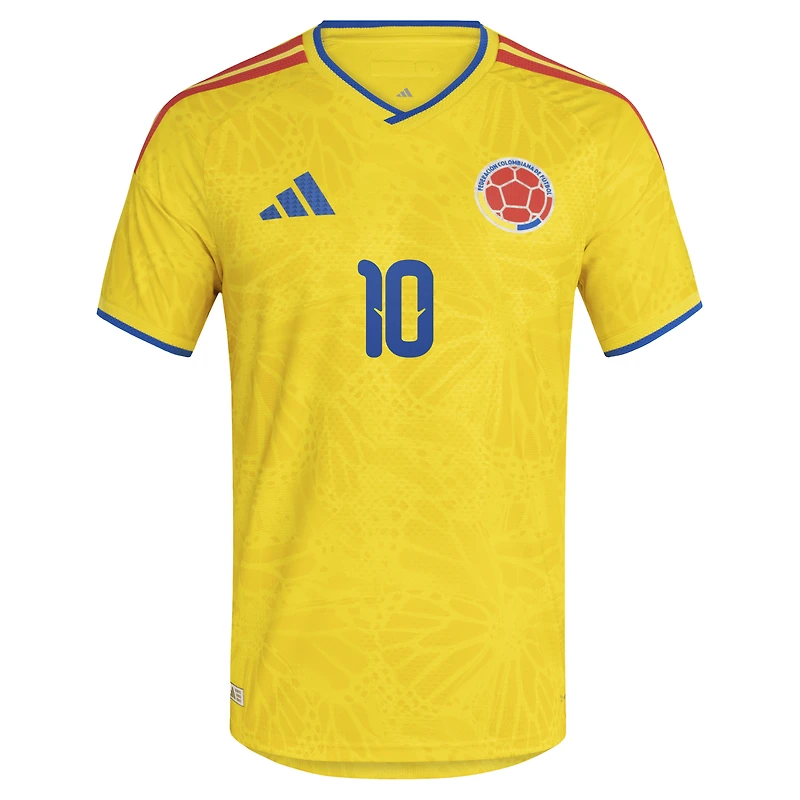 Men's adidas James Rodriguez Yellow Colombia National Team 2026 Home Authentic Jersey