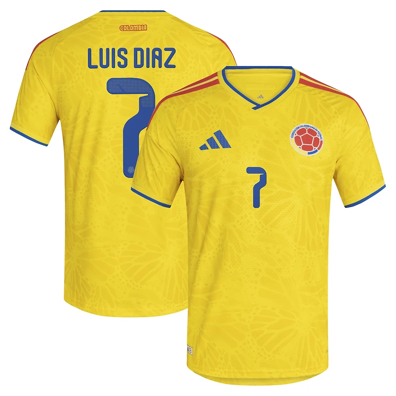Men's adidas Luis Diaz Yellow Colombia National Team 2026 Home Authentic Jersey