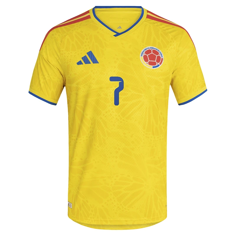 Maillot domicile authentique adidas Luis Diaz jaune de l'équipe nationale Colombie 2026
