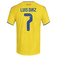 Maillot domicile authentique adidas Luis Diaz jaune de l'équipe nationale Colombie 2026