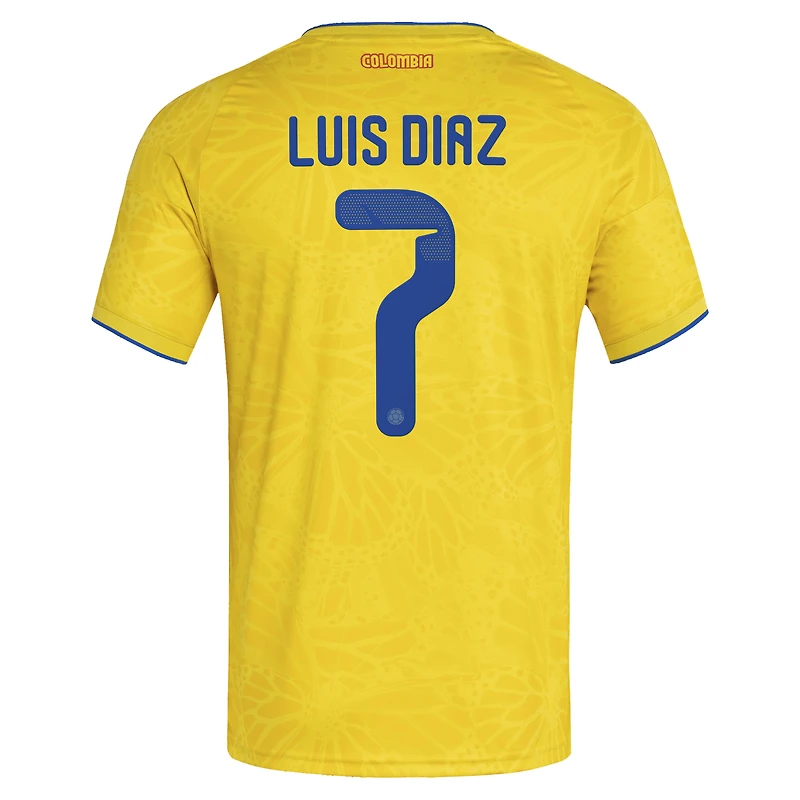 Maillot réplique domicile adidas Luis Diaz jaune de l'équipe nationale Colombie 2026 pour homme