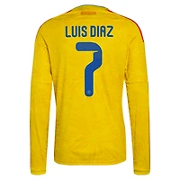Men's adidas Luis Diaz Yellow Colombia National Team 2026 Home Replica Long Sleeve Jersey