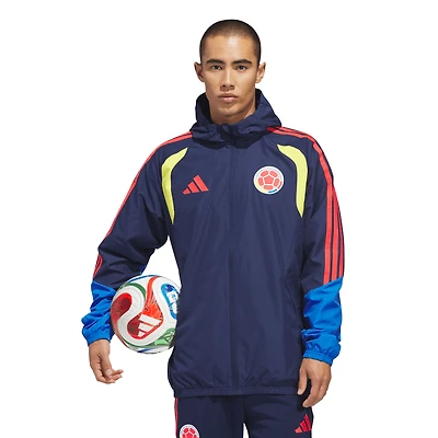 Men's adidas Navy Colombia National Team FIFA x World Cup 2026 Tiro All Weather Full-Zip Jacket
