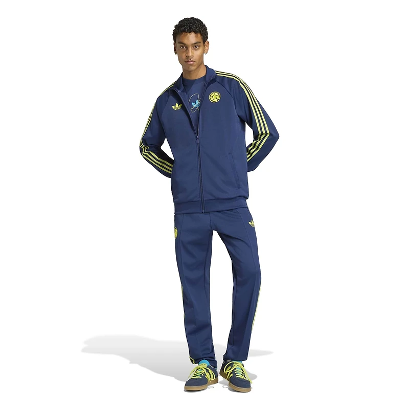 Veste de survêtement zippée adidas Originals bleu marine pour homme, modèle Équipe nationale Colombie