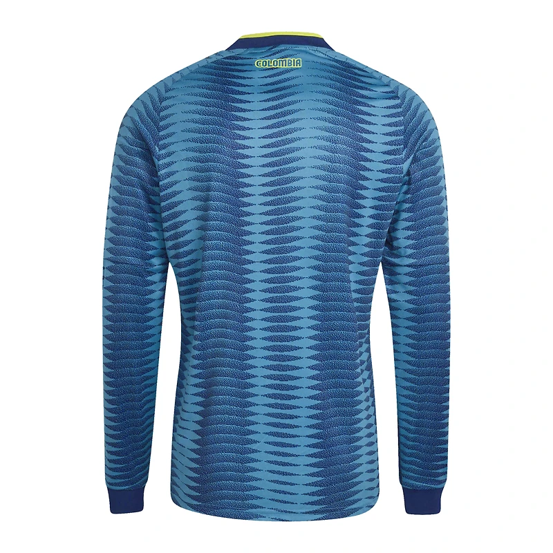 Maillot réplique extérieur à manches longues adidas turquoise de l'équipe nationale Colombie 2026 pour homme