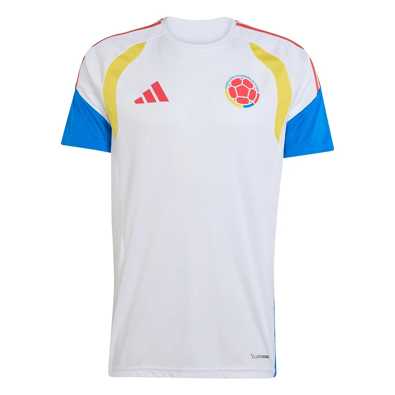 Maillot d'entraînement extérieur adidas blanc de l'équipe nationale Colombie FIFA x Coupe du Monde 2026 Tiro pour homme