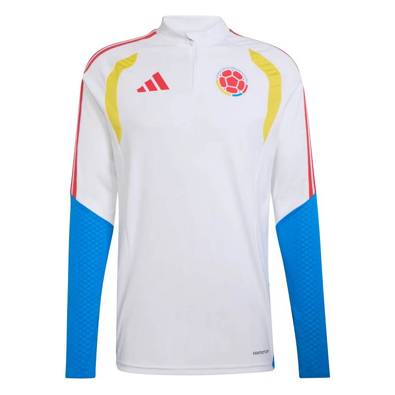 Men's adidas  White Colombia National Team FIFA x World Cup 2026 Tiro Quarter-Zip Training Top