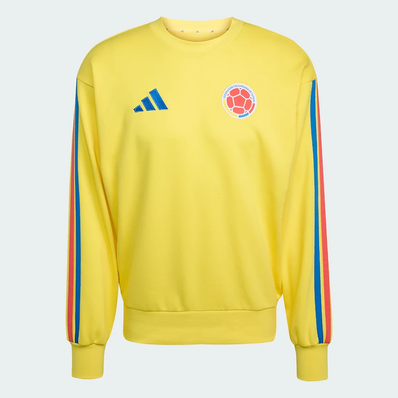 Men's adidas  Yellow Colombia National Team Alphaskin Crewneck Sweatshirt