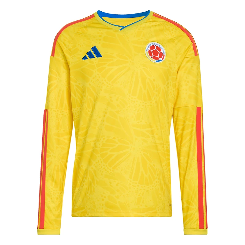 Maillot domicile réplique à manches longues adidas jaune de l'équipe nationale Colombie pour la Coupe du Monde FIFA 2026