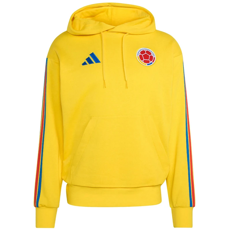 Sweat à capuche adidas Alphaskin Fleece jaune pour homme, équipe nationale de Colombie, FIFA x Coupe du Monde