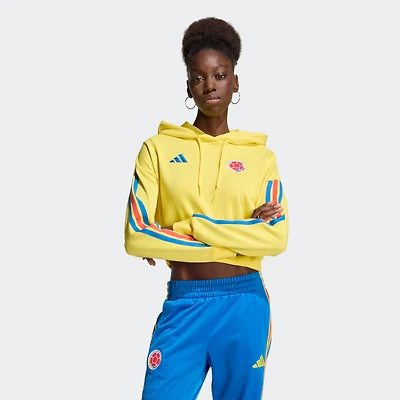 Women's adidas Yellow Colombia National Team FIFA x World Cup Alphaskin Cropped Hoodie