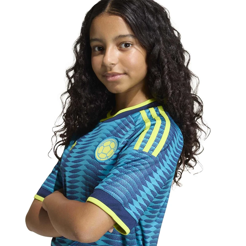 Maillot réplique extérieur adidas turquoise de l'équipe nationale Colombie 2026 pour jeunes