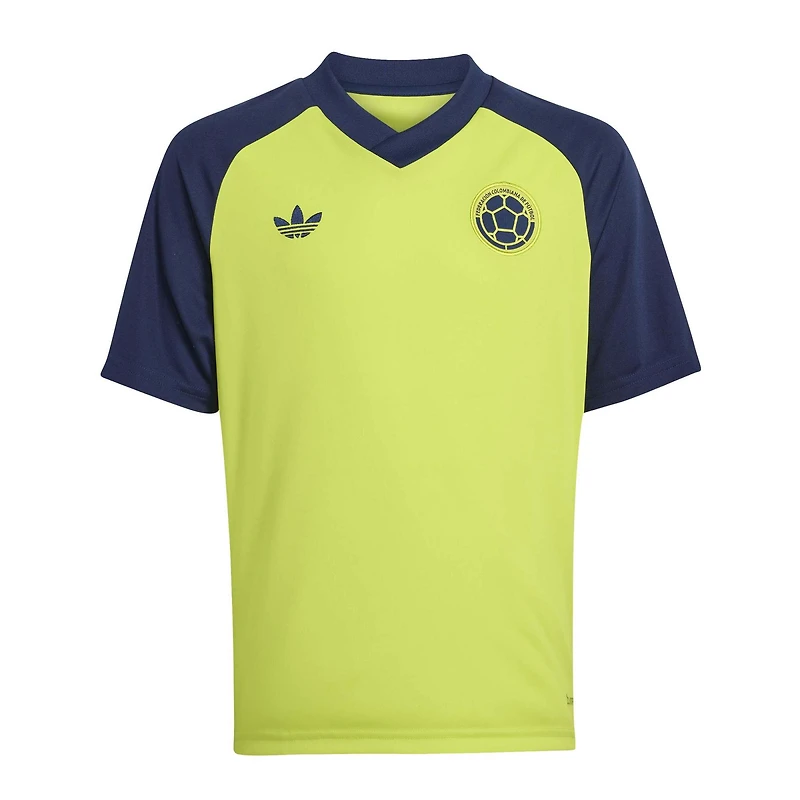 Maillot d'avant-match adidas jaune pour jeunes de l'équipe nationale Colombie 2026