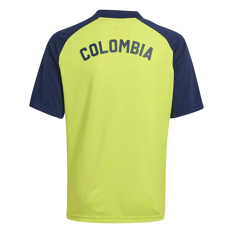 Maillot d'avant-match adidas jaune pour jeunes de l'équipe nationale Colombie 2026