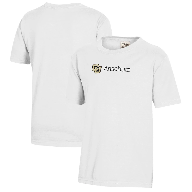 T-shirt blanc délavé pour jeunes avec logo du campus médical Colorado Anschutz